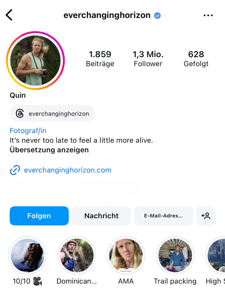 Beispiel eines lustigen Instagram Bio Spruch 
