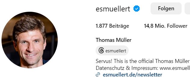 Bild von Thomas Müller/ Instagram