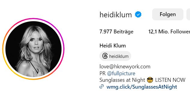 Instagram Profilbild Heidi Klum