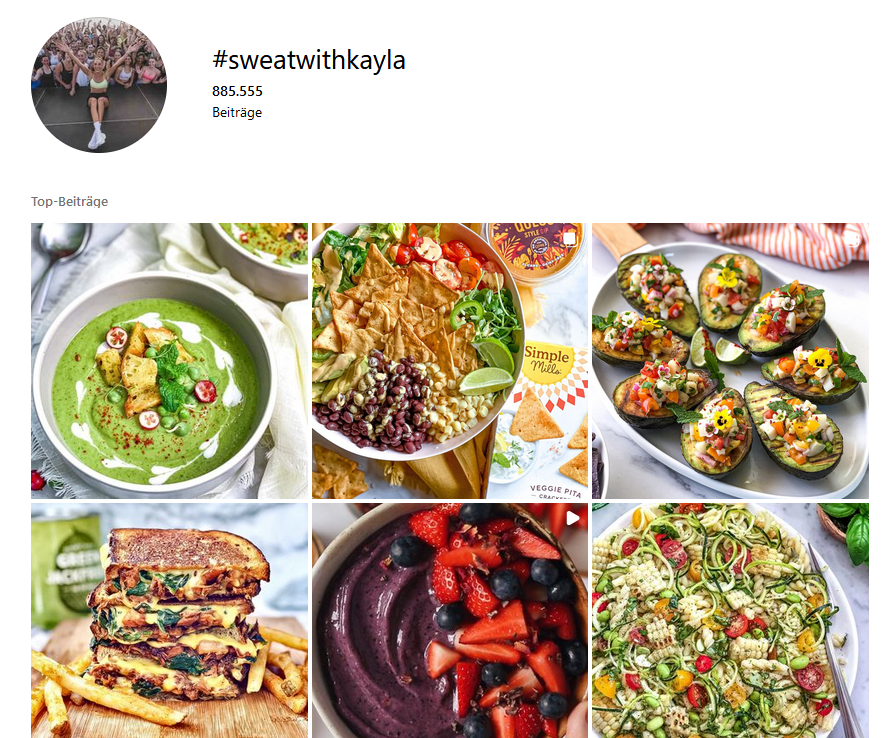 Instagram App Screenshot des Feeds eines Hashtags