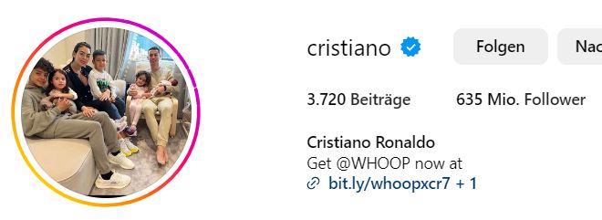 Instagram Profil von Christiano Ronaldo